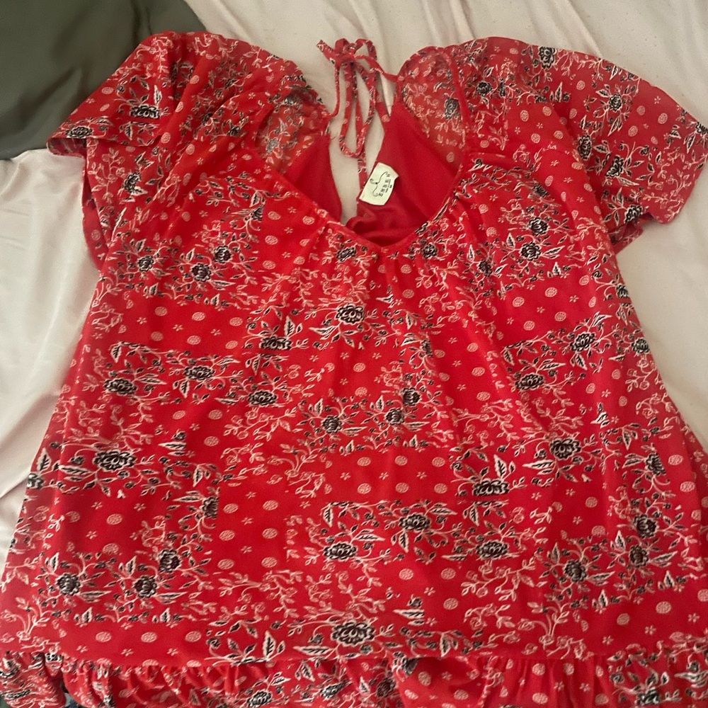 Floral Red Women's Top